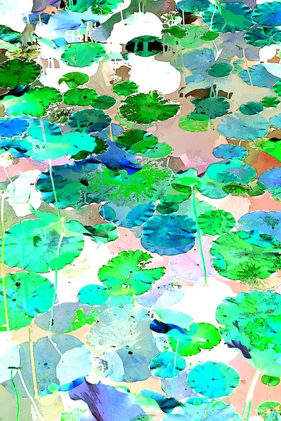 Nilüfer yaprakları ve nilüfer yapraklarıyla sunulan zarif desenli tasarım.