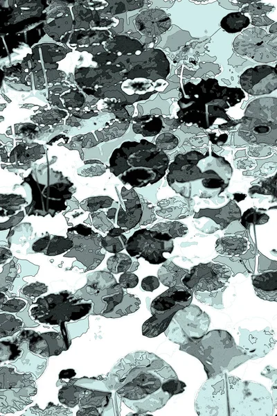 Nilüfer yaprakları ve nilüfer yapraklarıyla sunulan zarif desenli tasarım.