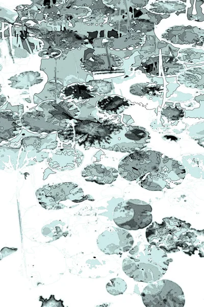 Nilüfer yaprakları ve nilüfer yapraklarıyla sunulan zarif desenli tasarım.