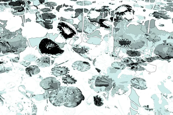 Nilüfer yaprakları ve nilüfer yapraklarıyla sunulan zarif desenli tasarım.