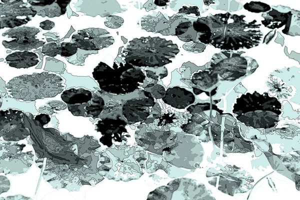 Nilüfer yaprakları ve nilüfer yapraklarıyla sunulan zarif desenli tasarım.