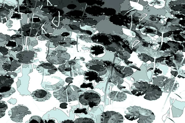 Nilüfer yaprakları ve nilüfer yapraklarıyla sunulan zarif desenli tasarım.