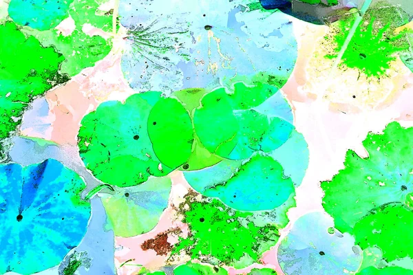 Nilüfer yaprakları ve nilüfer yapraklarıyla sunulan zarif desenli tasarım.