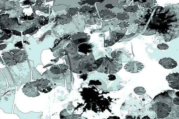 Nilüfer yaprakları ve nilüfer yapraklarıyla sunulan zarif desenli tasarım.