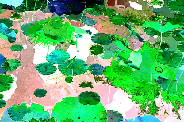 Nilüfer yaprakları ve nilüfer yapraklarıyla sunulan zarif desenli tasarım.