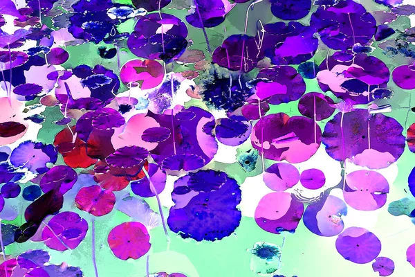 Nilüfer yaprakları ve nilüfer yapraklarıyla sunulan zarif desenli tasarım.