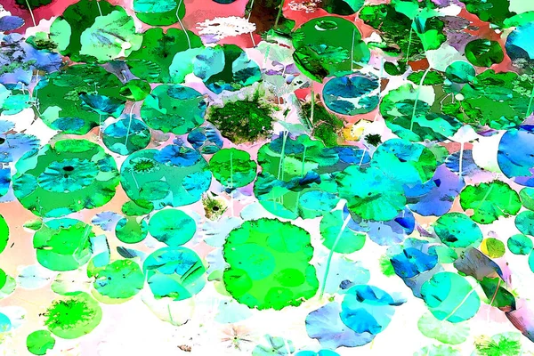 Nilüfer yaprakları ve nilüfer yapraklarıyla sunulan zarif desenli tasarım.