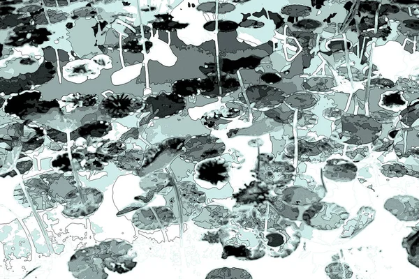 Nilüfer yaprakları ve nilüfer yapraklarıyla sunulan zarif desenli tasarım.