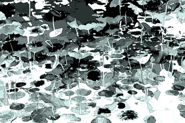 Nilüfer yaprakları ve nilüfer yapraklarıyla sunulan zarif desenli tasarım.