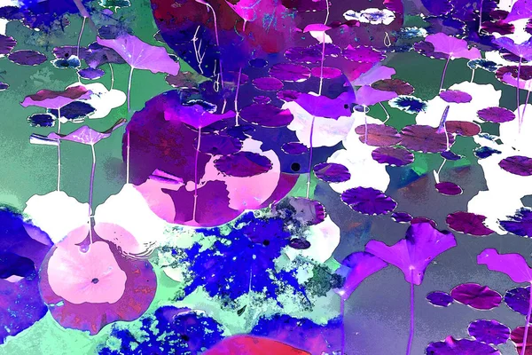 Nilüfer yaprakları ve nilüfer yapraklarıyla sunulan zarif desenli tasarım.