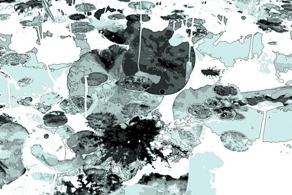 Nilüfer yaprakları ve nilüfer yapraklarıyla sunulan zarif desenli tasarım.