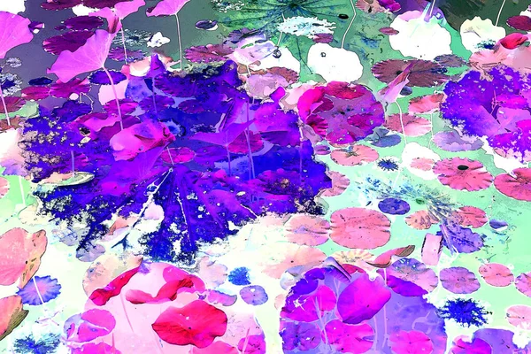 Nilüfer yaprakları ve nilüfer yapraklarıyla sunulan zarif desenli tasarım.