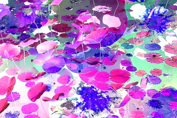 Nilüfer yaprakları ve nilüfer yapraklarıyla sunulan zarif desenli tasarım.