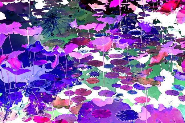 Nilüfer yaprakları ve nilüfer yapraklarıyla sunulan zarif desenli tasarım.