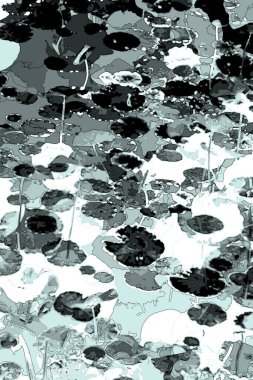 Nilüfer yaprakları ve nilüfer yapraklarıyla sunulan zarif desenli tasarım.