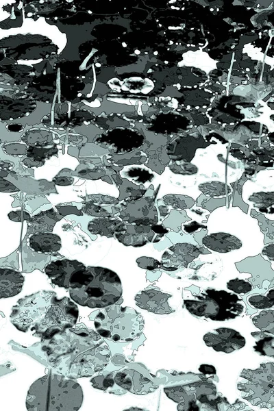 Nilüfer yaprakları ve nilüfer yapraklarıyla sunulan zarif desenli tasarım.