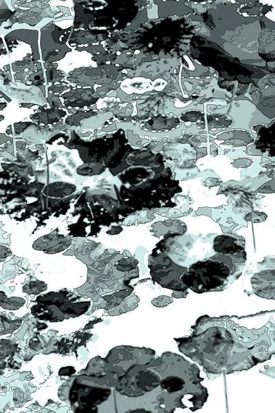 Nilüfer yaprakları ve nilüfer yapraklarıyla sunulan zarif desenli tasarım.