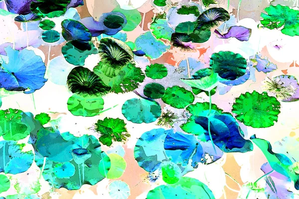 Nilüfer yaprakları ve nilüfer yapraklarıyla sunulan zarif desenli tasarım.