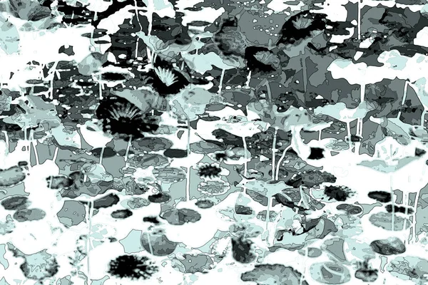 Nilüfer yaprakları ve nilüfer yapraklarıyla sunulan zarif desenli tasarım.