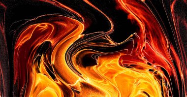 Alkol mürekkebi teknikli doğal akışkan resim. Yumuşak rüya renkleri şeffaf dalgalı çizgiler oluşturur.