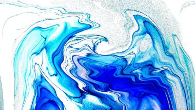 Alkol mürekkebi teknikli doğal akışkan resim. Yumuşak rüya renkleri şeffaf dalgalı çizgiler oluşturur.