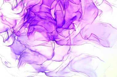 Alkol mürekkebi teknikli doğal akışkan resim. Yumuşak rüya renkleri şeffaf dalgalı çizgiler oluşturur.