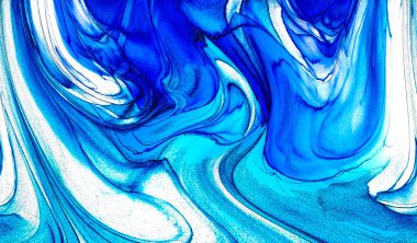 Alkol mürekkebi teknikli doğal akışkan resim. Yumuşak rüya renkleri şeffaf dalgalı çizgiler oluşturur.