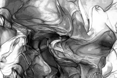 Alkol mürekkebi teknikli doğal akışkan resim. Yumuşak rüya renkleri şeffaf dalgalı çizgiler oluşturur.