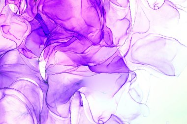 Alkol mürekkebi teknikli doğal akışkan resim. Yumuşak rüya renkleri şeffaf dalgalı çizgiler oluşturur.