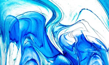Alkol mürekkebi teknikli doğal akışkan resim. Yumuşak rüya renkleri şeffaf dalgalı çizgiler oluşturur.