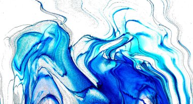 Alkol mürekkebi teknikli doğal akışkan resim. Yumuşak rüya renkleri şeffaf dalgalı çizgiler oluşturur.