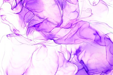 Alkol mürekkebi teknikli doğal akışkan resim. Yumuşak rüya renkleri şeffaf dalgalı çizgiler oluşturur.