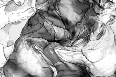 Alkol mürekkebi teknikli doğal akışkan resim. Yumuşak rüya renkleri şeffaf dalgalı çizgiler oluşturur.