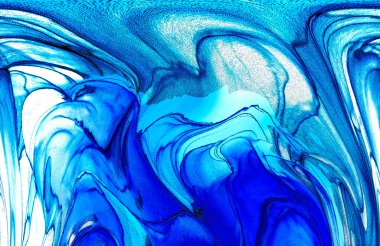 Alkol mürekkebi teknikli doğal akışkan resim. Yumuşak rüya renkleri şeffaf dalgalı çizgiler oluşturur.