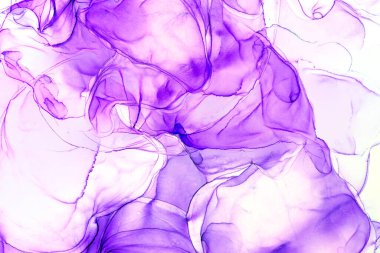 Alkol mürekkebi teknikli doğal akışkan resim. Yumuşak rüya renkleri şeffaf dalgalı çizgiler oluşturur.