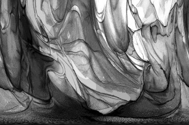 Alkol mürekkebi teknikli doğal akışkan resim. Yumuşak rüya renkleri şeffaf dalgalı çizgiler oluşturur.