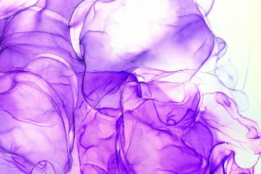 Alkol mürekkebi teknikli doğal akışkan resim. Yumuşak rüya renkleri şeffaf dalgalı çizgiler oluşturur.