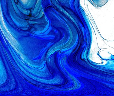 Alkol mürekkebi teknikli doğal akışkan resim. Yumuşak rüya renkleri şeffaf dalgalı çizgiler oluşturur.