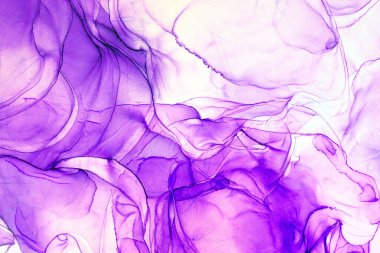 Alkol mürekkebi teknikli doğal akışkan resim. Yumuşak rüya renkleri şeffaf dalgalı çizgiler oluşturur.