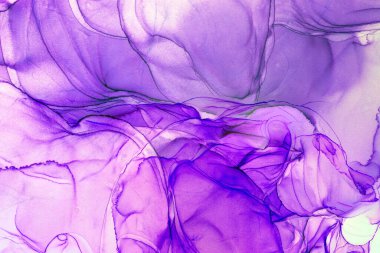 Alkol mürekkebi teknikli doğal akışkan resim. Yumuşak rüya renkleri şeffaf dalgalı çizgiler oluşturur.