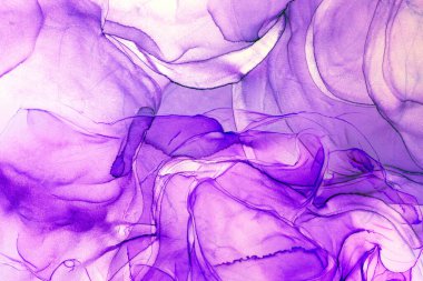 Alkol mürekkebi teknikli doğal akışkan resim. Yumuşak rüya renkleri şeffaf dalgalı çizgiler oluşturur.