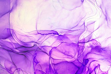 Alkol mürekkebi teknikli doğal akışkan resim. Yumuşak rüya renkleri şeffaf dalgalı çizgiler oluşturur.
