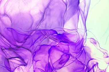 Alkol mürekkebi teknikli doğal akışkan resim. Yumuşak rüya renkleri şeffaf dalgalı çizgiler oluşturur.