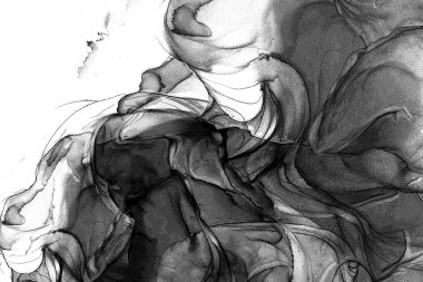 Alkol mürekkebi teknikli doğal akışkan resim. Yumuşak rüya renkleri şeffaf dalgalı çizgiler oluşturur.