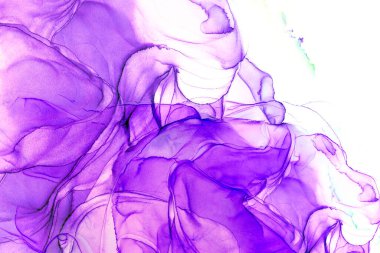 Alkol mürekkebi teknikli doğal akışkan resim. Yumuşak rüya renkleri şeffaf dalgalı çizgiler oluşturur.