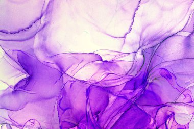 Alkol mürekkebi teknikli doğal akışkan resim. Yumuşak rüya renkleri şeffaf dalgalı çizgiler oluşturur.