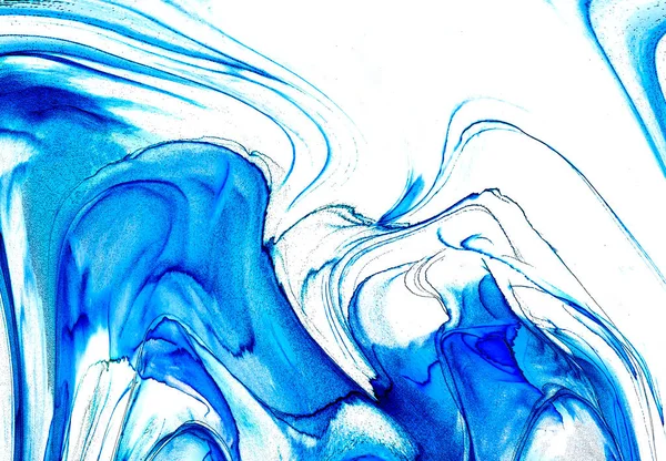 Alkol mürekkebi teknikli doğal akışkan resim. Yumuşak rüya renkleri şeffaf dalgalı çizgiler oluşturur.