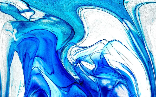 Alkol mürekkebi teknikli doğal akışkan resim. Yumuşak rüya renkleri şeffaf dalgalı çizgiler oluşturur.