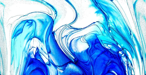 Alkol mürekkebi teknikli doğal akışkan resim. Yumuşak rüya renkleri şeffaf dalgalı çizgiler oluşturur.
