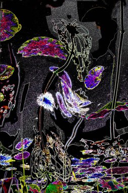 Nilüfer yaprakları ve nilüfer yapraklarıyla sunulan zarif desenli tasarım.